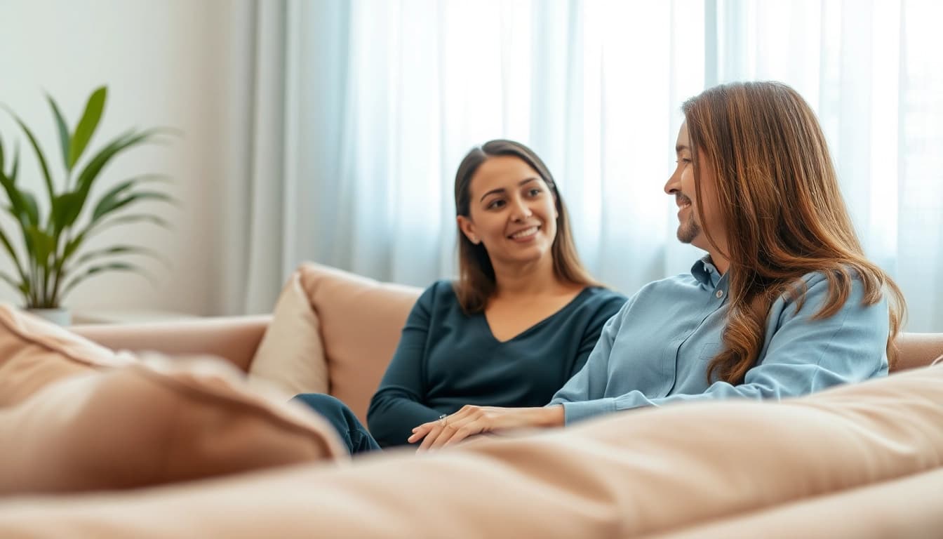 Fostering emotional wellbeing through a calming therapy session in a peaceful environment.