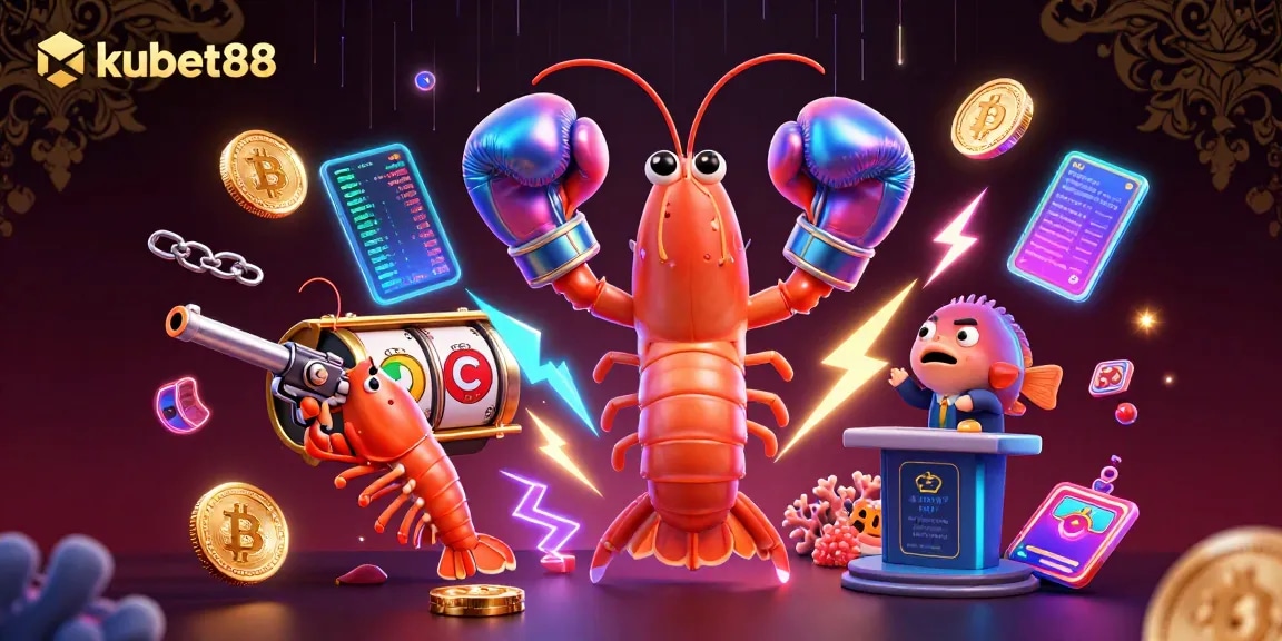 Engage in gaming excitement at kubet88 with vibrant, animated slot reels in a colorful casino scene.
