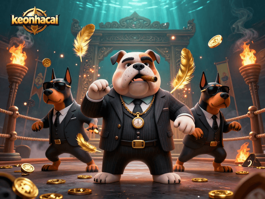 Experience thrilling bets with keonhacai's vibrant 3D mafia casino scene.