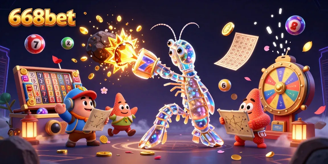 Win big at 668bet with this vibrant 3D casino illustration showcasing action and excitement!