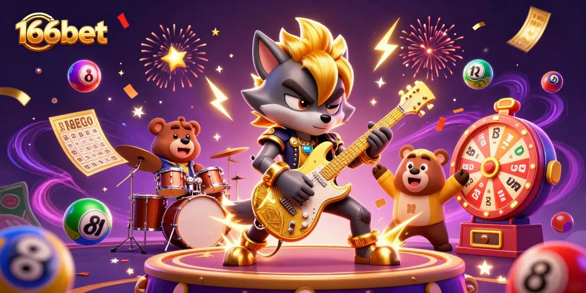 Experience the excitement at 166bet with an animated casino scene filled with vibrant energy.