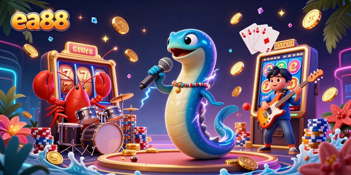 Experience the exciting world of slots with ea88's vibrant underwater casino illustrated scene featuring animated sea creatures.