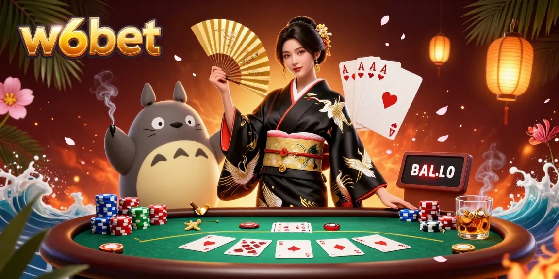 Experimente o vibrante e dinâmico mundo do poker w6bet, apresentando uma deslumbrante mulher asiática e um sábio tanuki.
