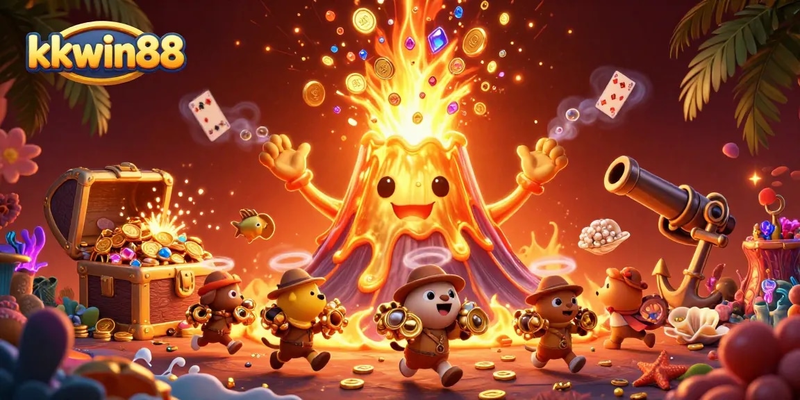 Engage with the thrilling kkwin88 casino experience featuring a dynamic treasure scene.