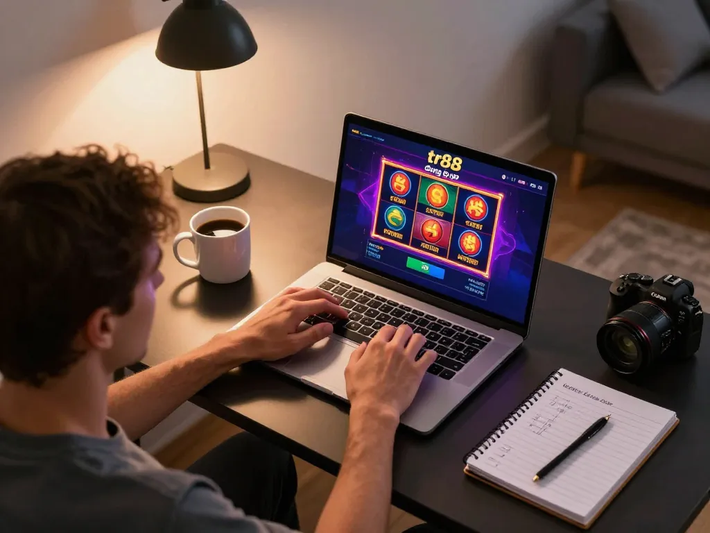 Enjoy a thrilling experience with tr88 đăng nhập on a sleek laptop while strategizing at home.
