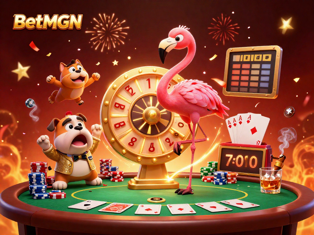 Experience the thrill of BetMGM with excited characters and casino elements in a vibrant scene.