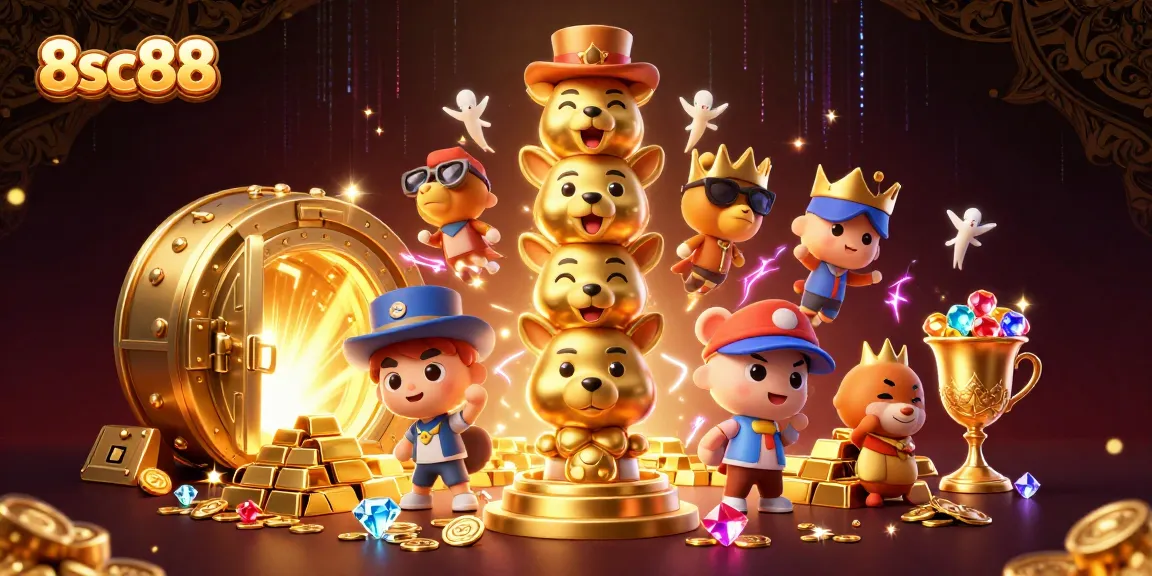 Engage with 8sc88's vibrant casino experience, featuring a golden totem and treasures.