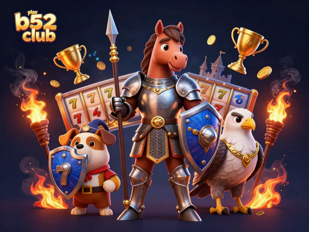 Experience the thrill of play b52 club with knight and friends in a dynamic casino scene.