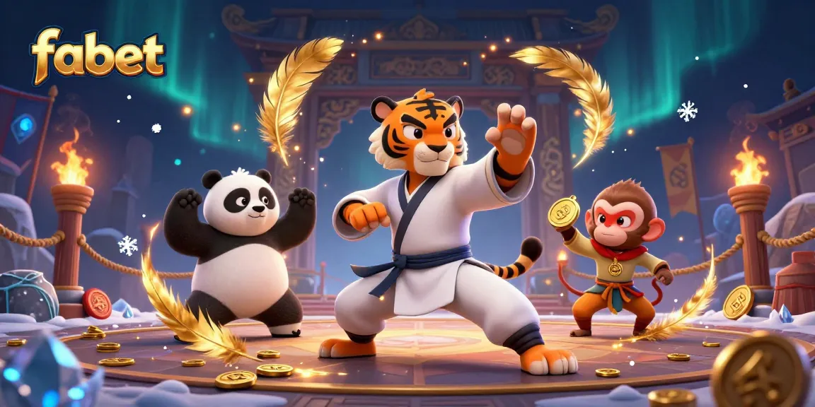 Fabet showcases a tiger master in a dynamic casino scene, emphasizing strategic gambling excitement.
