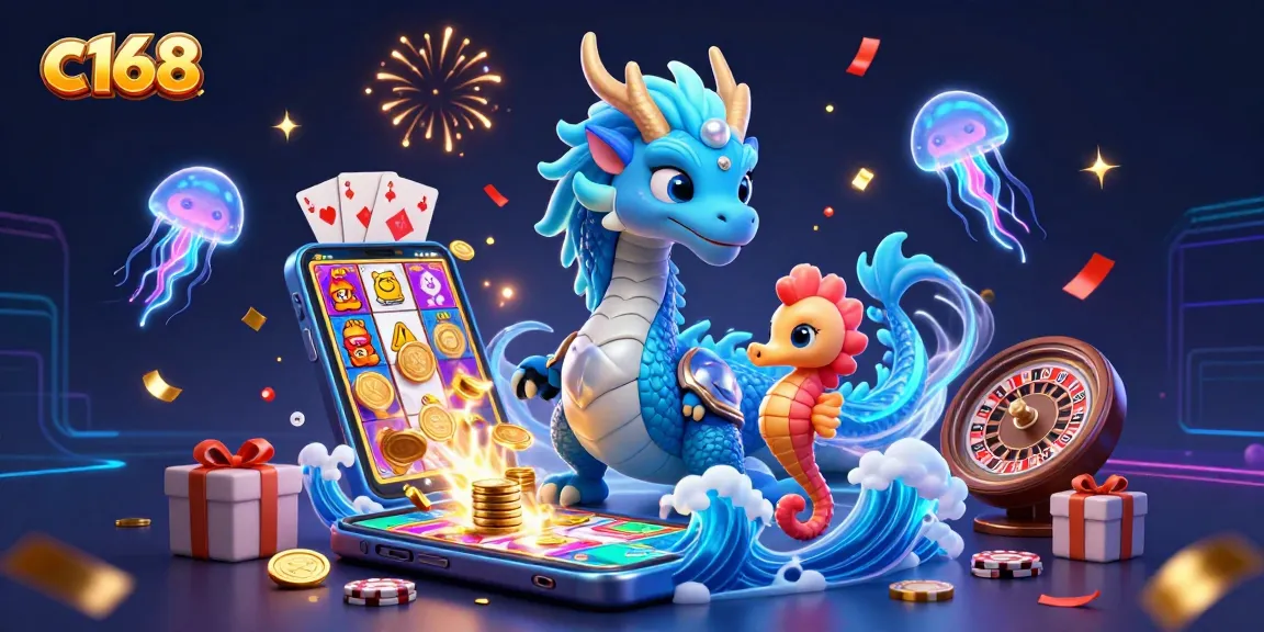 Experience excitement at c168 with a dynamic scene of casino games and magical underwater creatures.