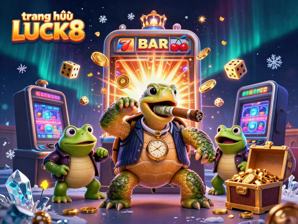 Experience the excitement of trang chủ LUCK8 with a vibrant 3D illustration of casino life and action.
