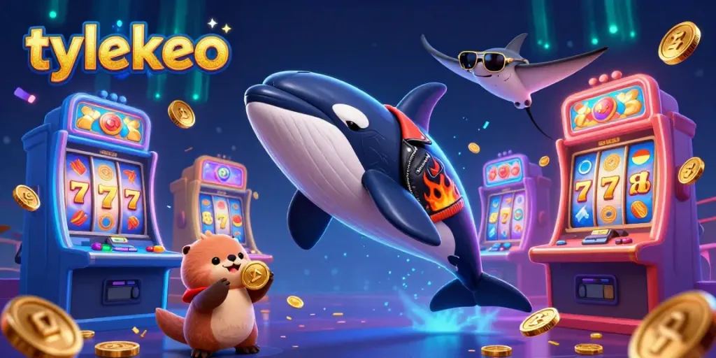 Experience the thrill of gambling with tylekeo's animated characters and vibrant gaming elements.