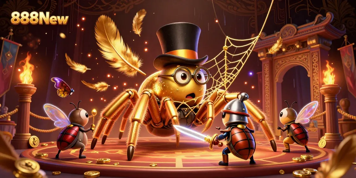 Engage with 888New's thrilling 3D casino adventure featuring golden characters and vibrant elements.