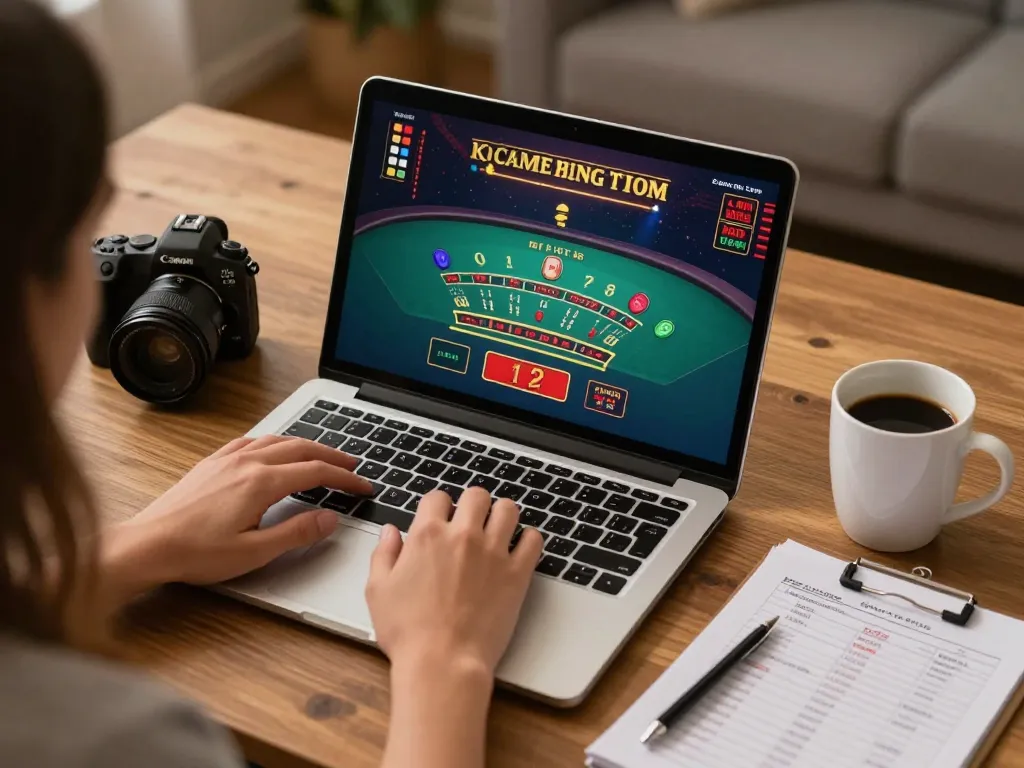 Engaged player using jun88 to participate in live casino games on a laptop at home.