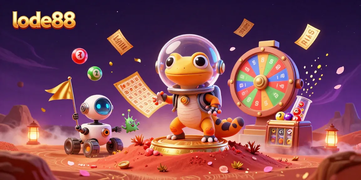 Experience lode88's vibrant Martian casino adventure with colorful lottery and bingo elements!