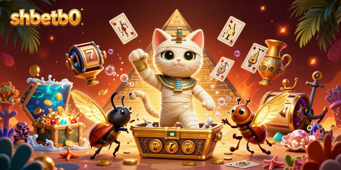 Explore shbetb0's vibrant casino adventures with a mummy cat, treasures, and dynamic gaming elements.