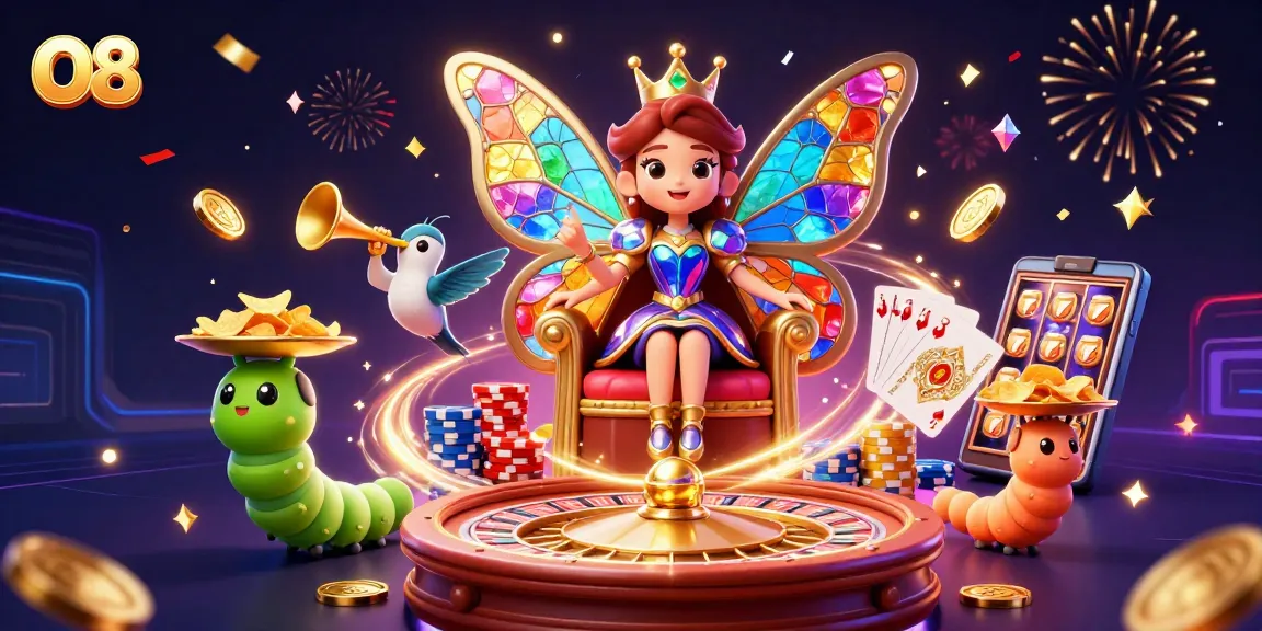 Experience O8's vibrant casino world with dynamic gameplay elements and thrilling characters.
