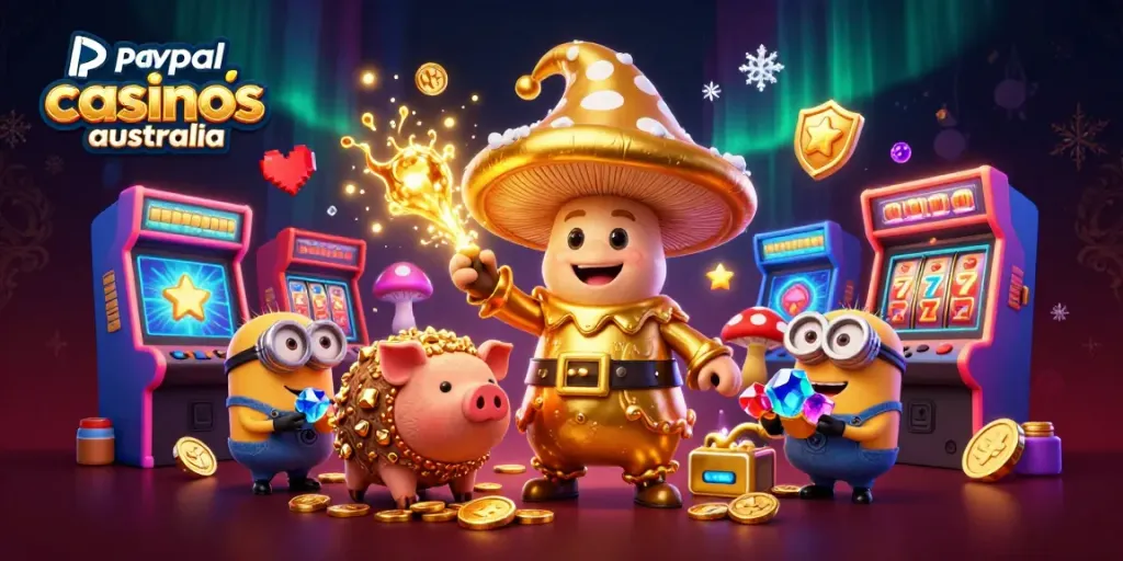 Discover exciting gameplay with PayPal casinos Australia featuring vibrant characters and casino elements.