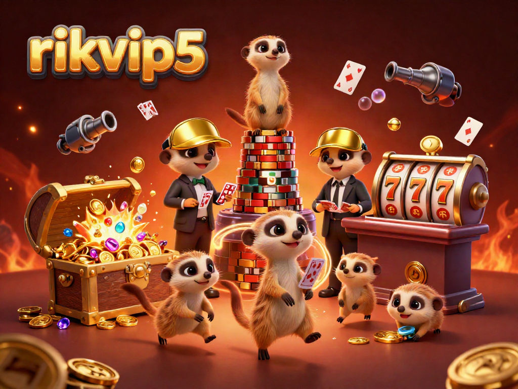 Experience the excitement of rikvip5 with a cartoon casino run by meerkats in a vibrant underwater scene.