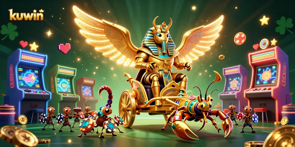 Engage in exciting gaming at kuwin with this artistic 3D casino scene featuring vibrant characters and elements.