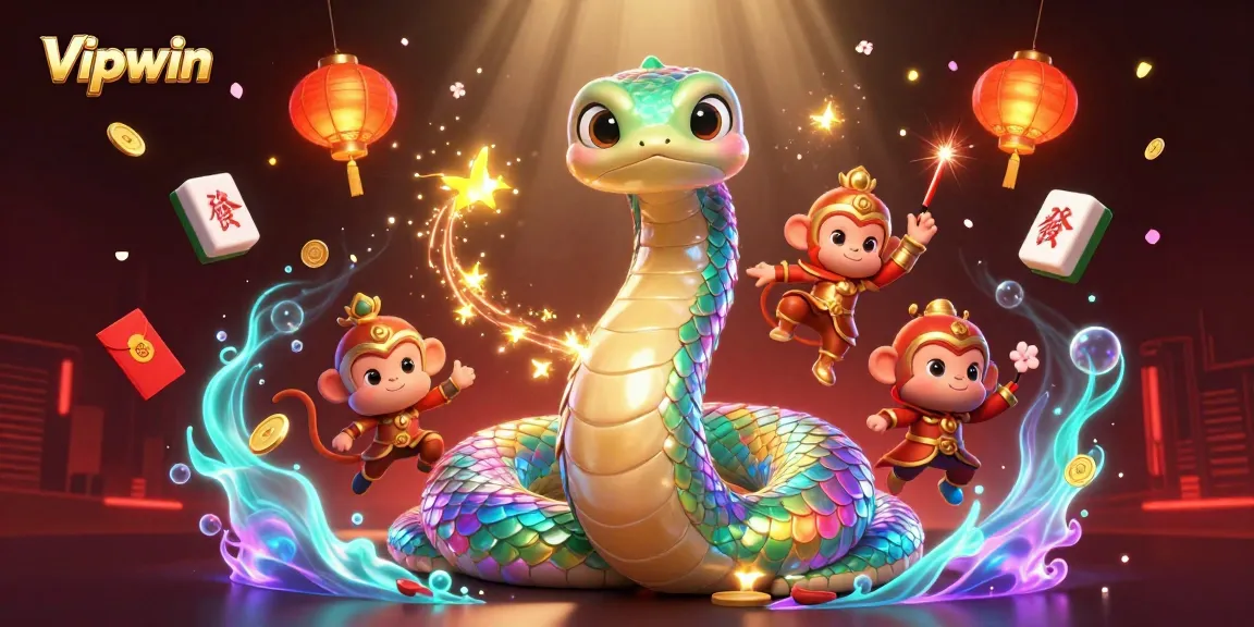 Experience the thrill of gaming with Vipwin, where a colorful serpent and monkey king create magic.