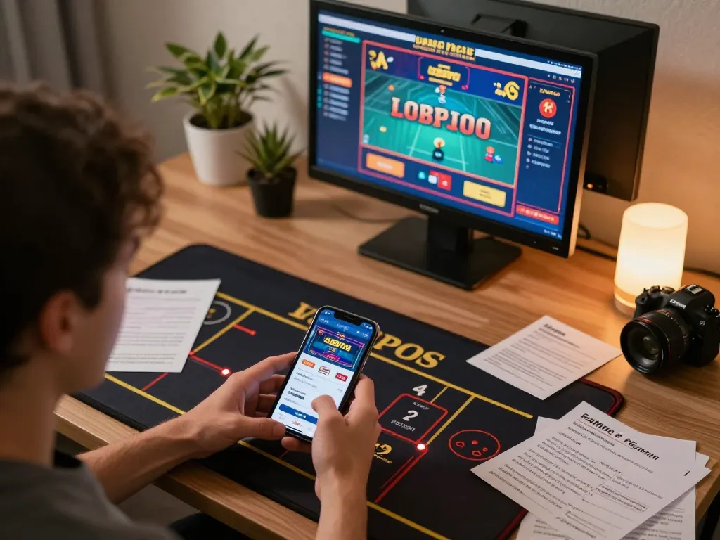Player interacting with lc88pro mobile casino app, showcasing strategic gameplay and responsible gambling.