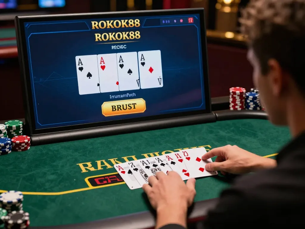 ROKOK88 player making strategic decisions in an engaging blackjack online game.