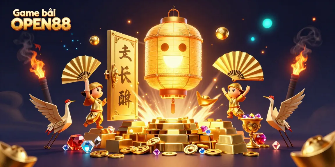 Experience Game bài OPEN88 with dazzling treasures and interactive characters in an exciting casino setting.