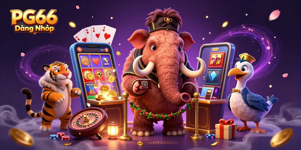 Join the excitement at PG66 Đăng Nhập with a vibrant casino scene showcasing thrilling gameplay and dynamic characters.