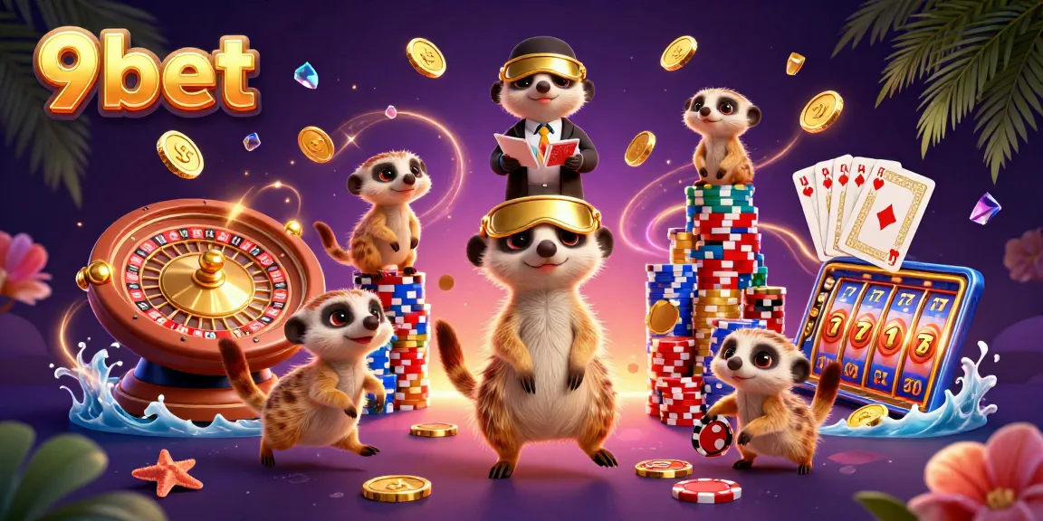 Engage in thrilling gameplay at 9bet with colorful meerkat casino characters and dazzling game elements.