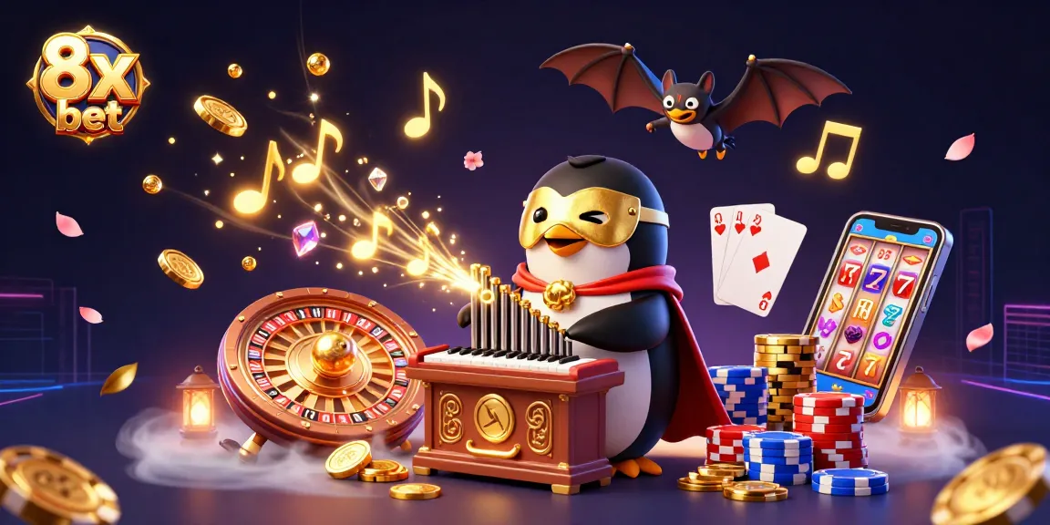 Engage in exciting games at 8x bet with a thrilling illustration featuring a phantom opera penguin.