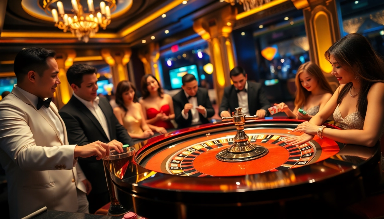 Experience thrilling betting with KEO NHACAI at a glamorous casino roulette table.