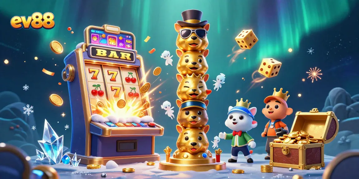 Experience thrilling gameplay at ev88 with a colorful casino-themed illustration featuring a golden totem pole and exciting game elements.