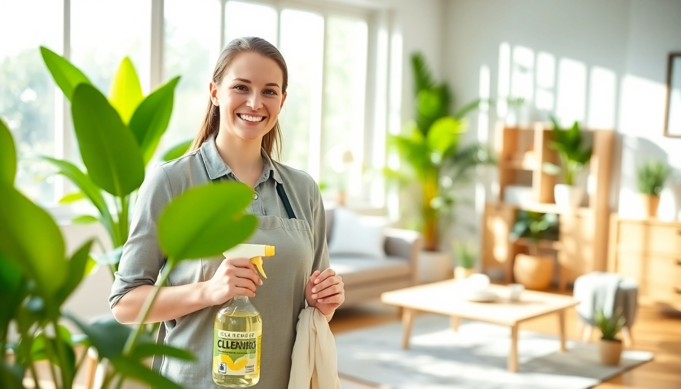 Experience eco friendly cleaning services by a professional cleaner in a vibrant home environment.