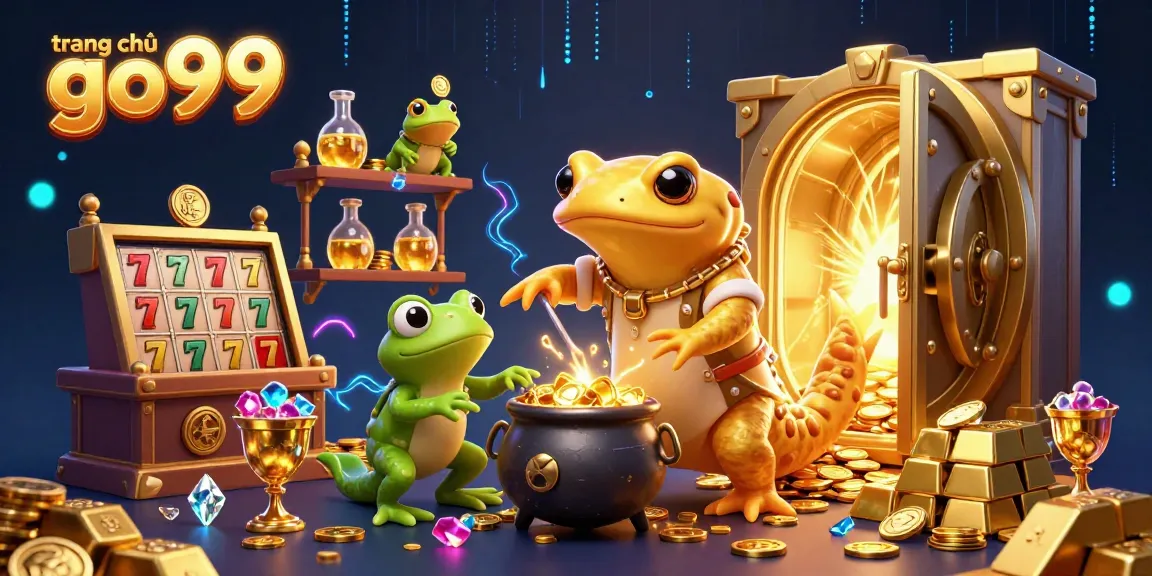 Engage in high-energy gaming at trang chủ go99, showcasing dynamic casino magic with gold coins and vibrant characters.