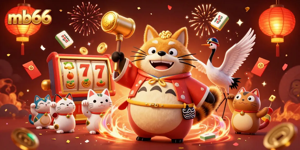 Experience thrill at MB66 with a cheerful tanuki and dynamic casino elements in 3D.