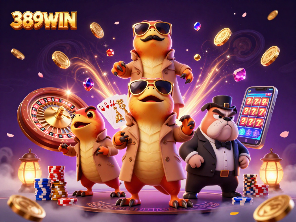 Experience thrilling action at 389WIN casino with raptors in disguise and vibrant gaming elements.