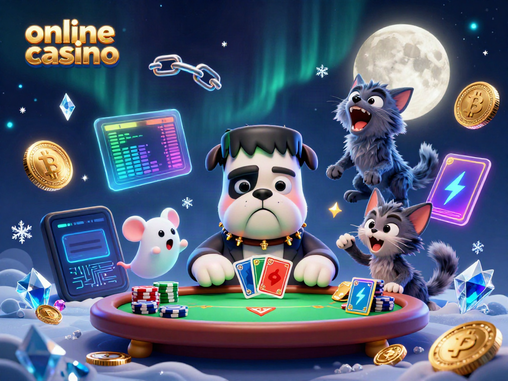 Engage with thrilling online casino games amid ghostly characters and crypto elements.