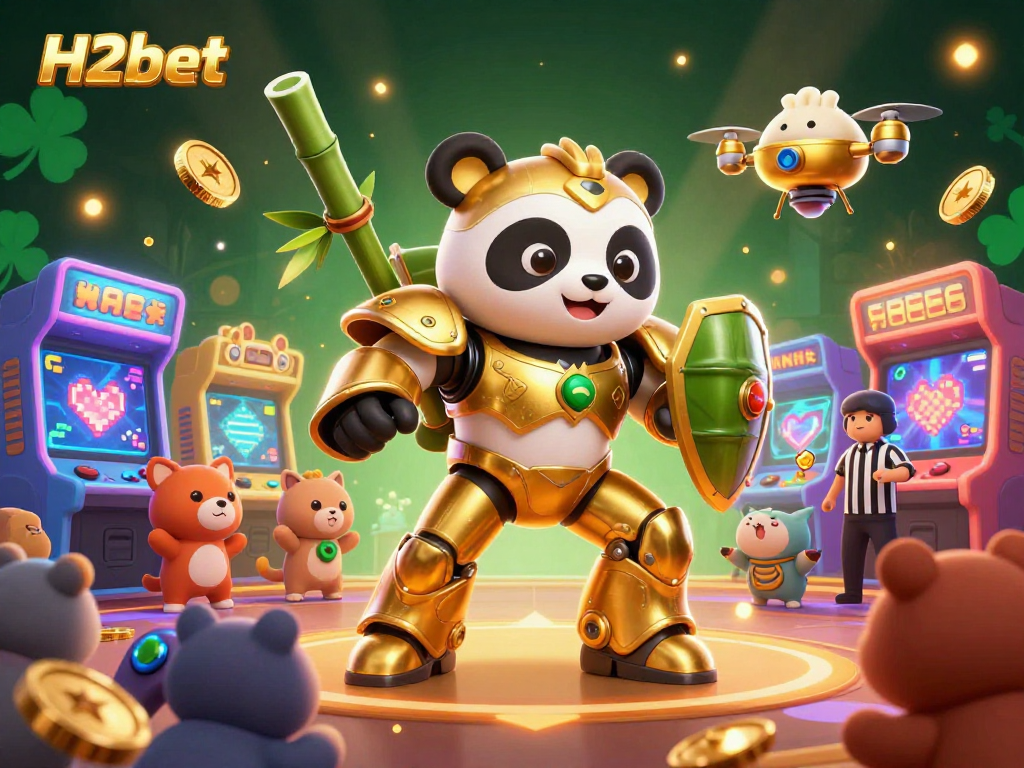Engage with H2bet's dynamic 3D illustration showcasing exciting gameplay and vibrant casino aesthetics.