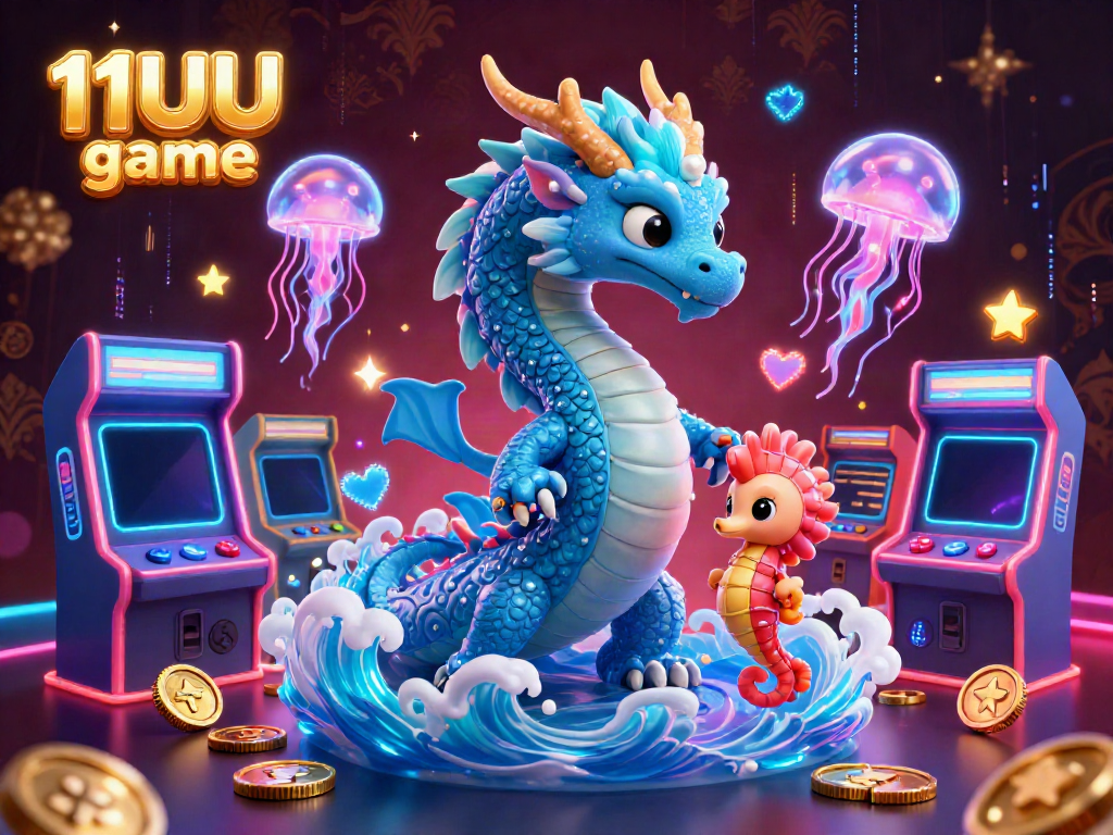 Experience the thrilling world of 11UU game with a vibrant 3D illustration showcasing ocean-inspired characters and dynamic gaming elements.
