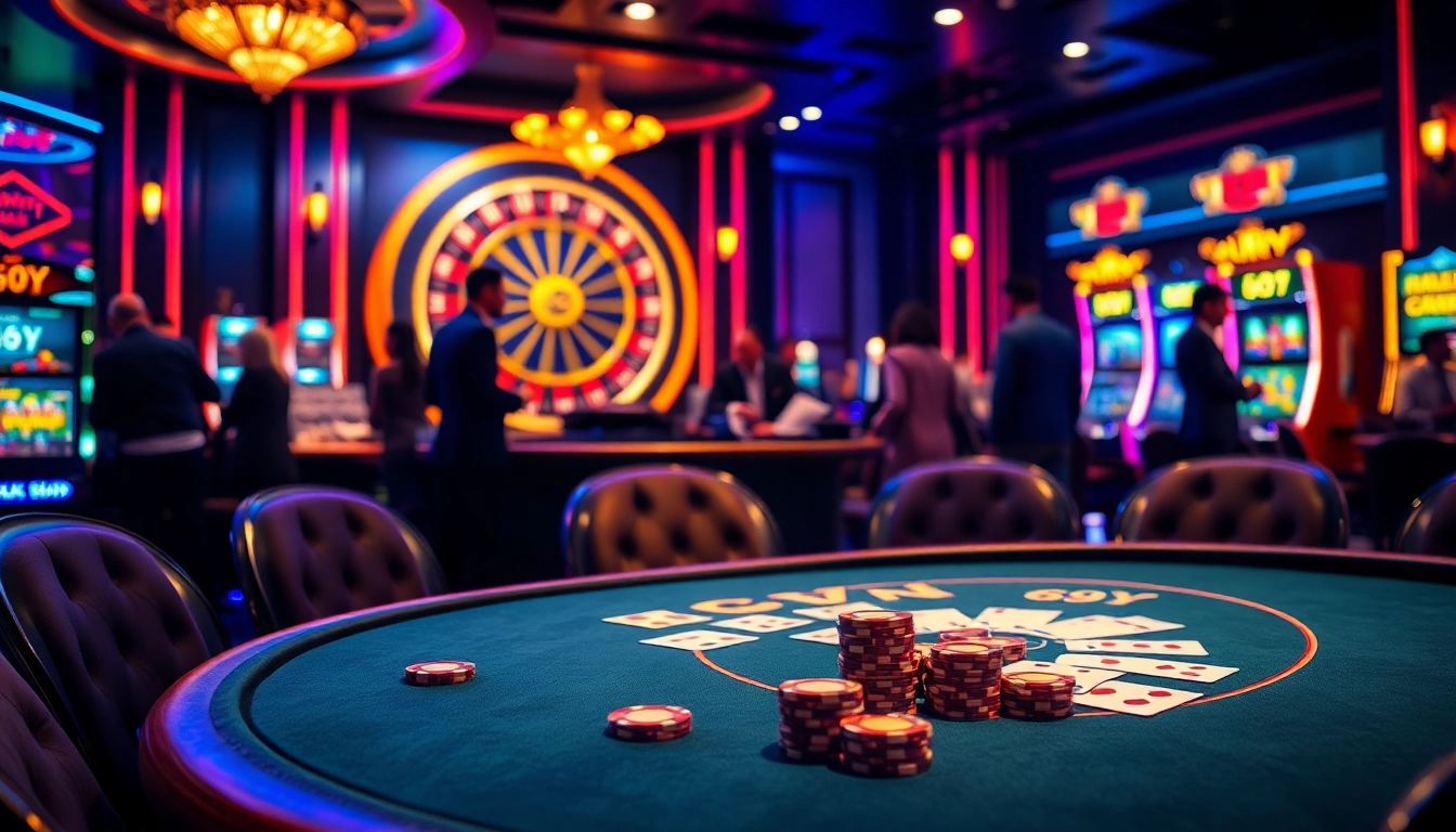 Sinta a emoção de jogar cassino com o 69Y, apresentando mesas de poker e roletas giratórias.