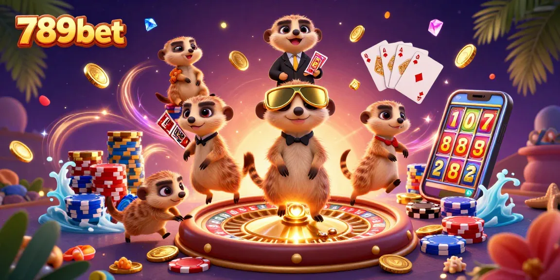 Experience the lively 789bet casino with meerkats managing games and treasures.